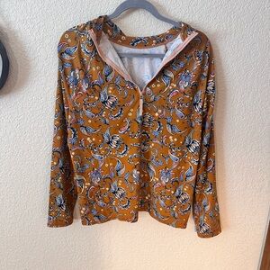 Garnet Hill Yellow Graphic Hoodie Relaxed Fit